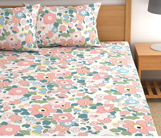 Pink Blossoms- - Elastic Fitted Bedsheet (B1G1)
