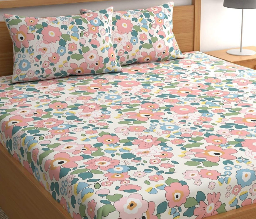 Pink Blossoms- - Elastic Fitted Bedsheet (B1G1)