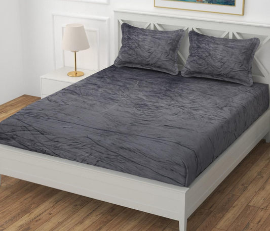 Solid Grey- Winter Elastic Fitted Bedsheet