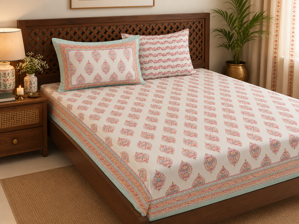 Gulaal Pure Cotton Rajasthani Flat Bedsheet