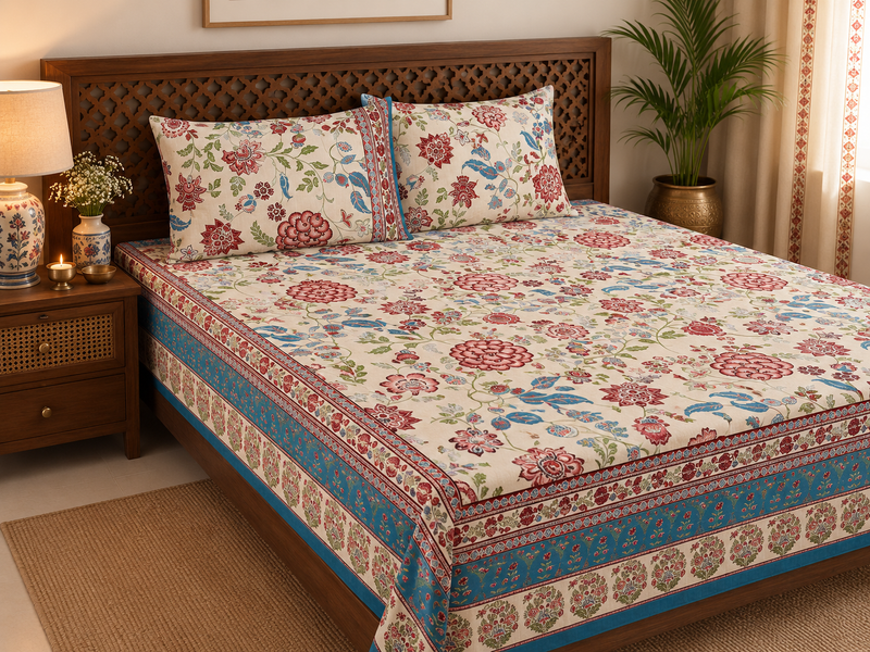 Neel Bagh Cotton Rajasthani Flat Bedsheet