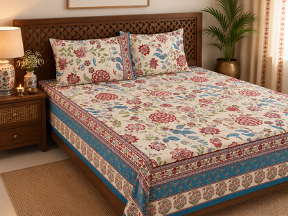 Neel Bagh Cotton Rajasthani Flat Bedsheet