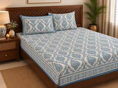 Neelambar Cotton Rajasthani Flat Bedsheet