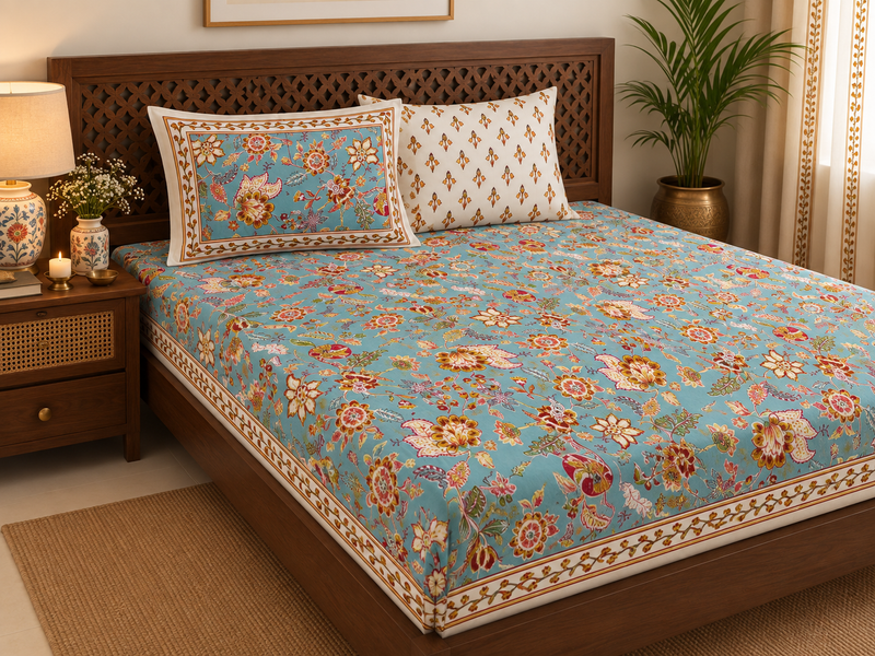 Rangrez Cotton Rajasthani Flat Bedsheet