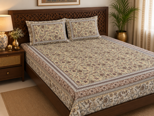 Mehfil Cotton Rajasthani Flat Bedsheet