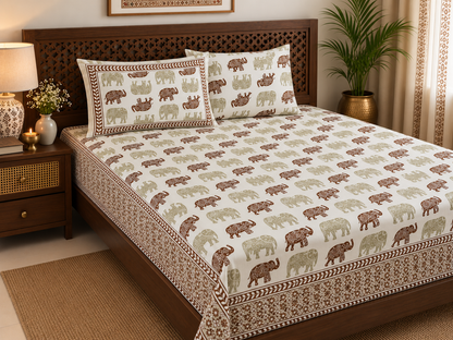 Airavat Cotton Rajasthani Flat Bedsheet