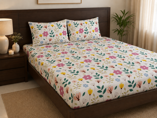 Spring Flowers- Elastic Fitted Bedsheet