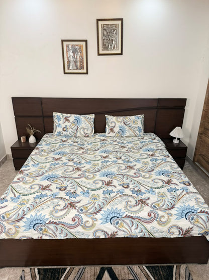 Azure Bloom- Flat Bedsheet