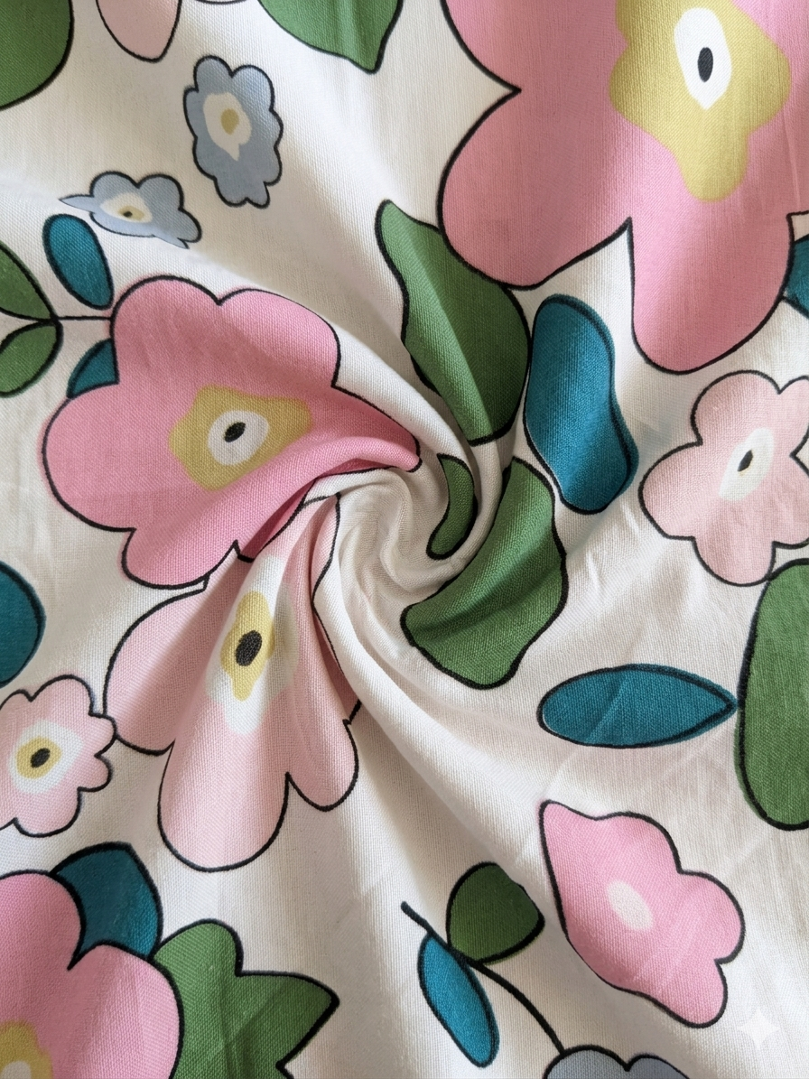 Pink Blossoms- - Elastic Fitted Bedsheet